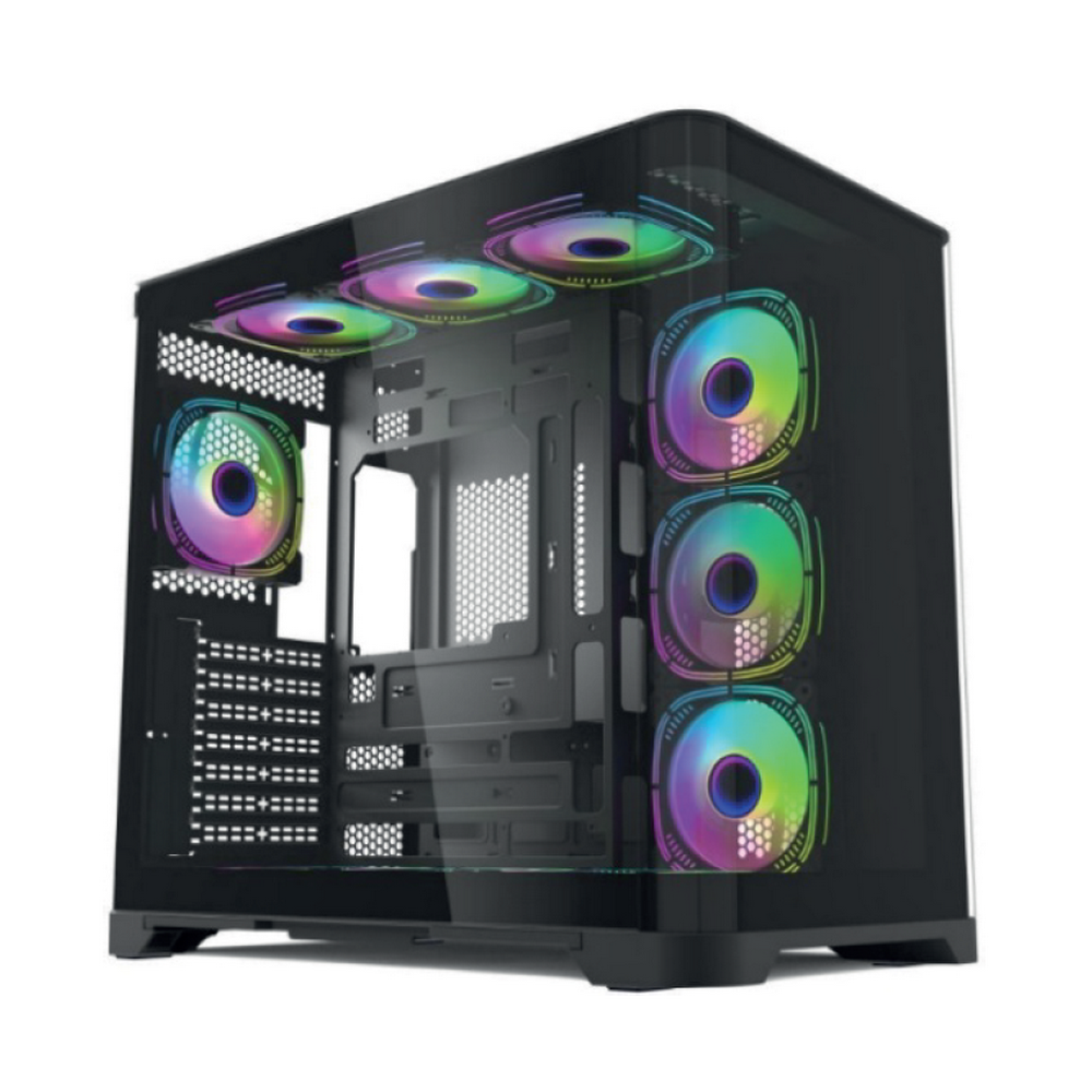 Компьютерный корпус Forza Forza FZ-G42B Seaview TG ATX Case, black, w/o psu, Curved Tempered glass front panel, 1x3,5", 3x2,5