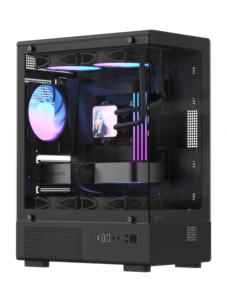 Корпус Formula Crystal Z1CM Plus AR v2 черный без БП mATX 5x120мм 1xUSB3.0 audio bott PSU