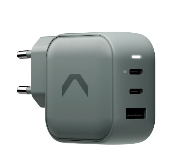 Быстрое зарядное устройство COMMO 65W Multi Charger Dual USB-C + USB-A, GaN, 65 Вт, COMMO Gray