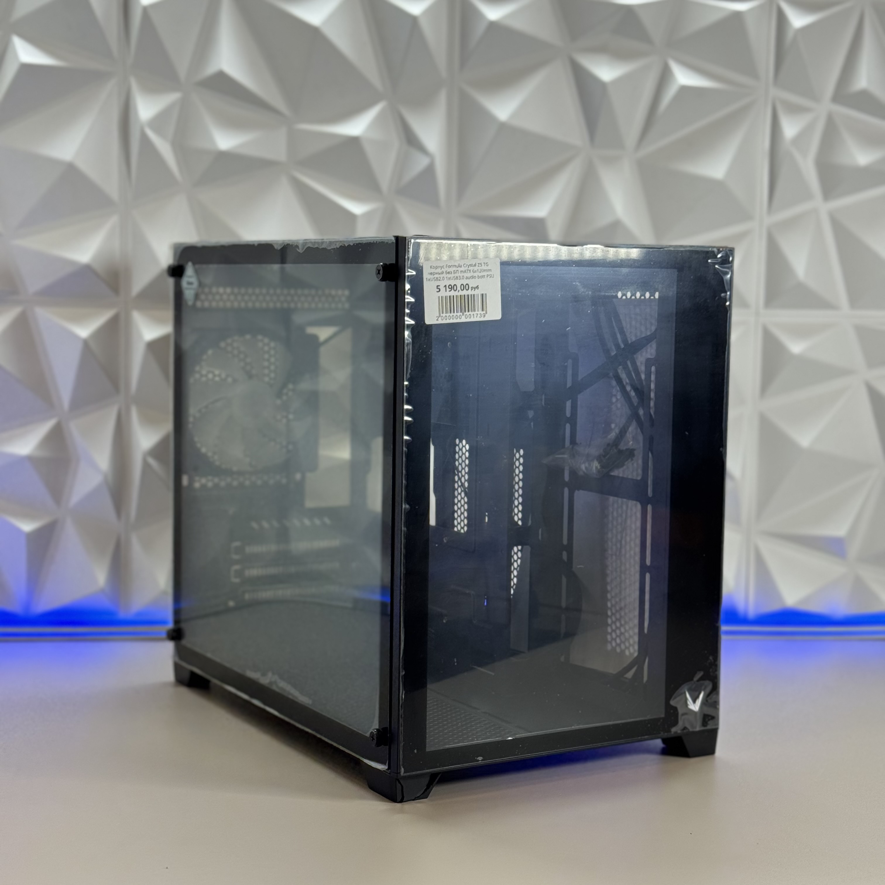 Корпус Formula Crystal Z5 TG черный без БП mATX 6x120mm 1xUSB2.0 1xUSB3.0 audio bott PSU