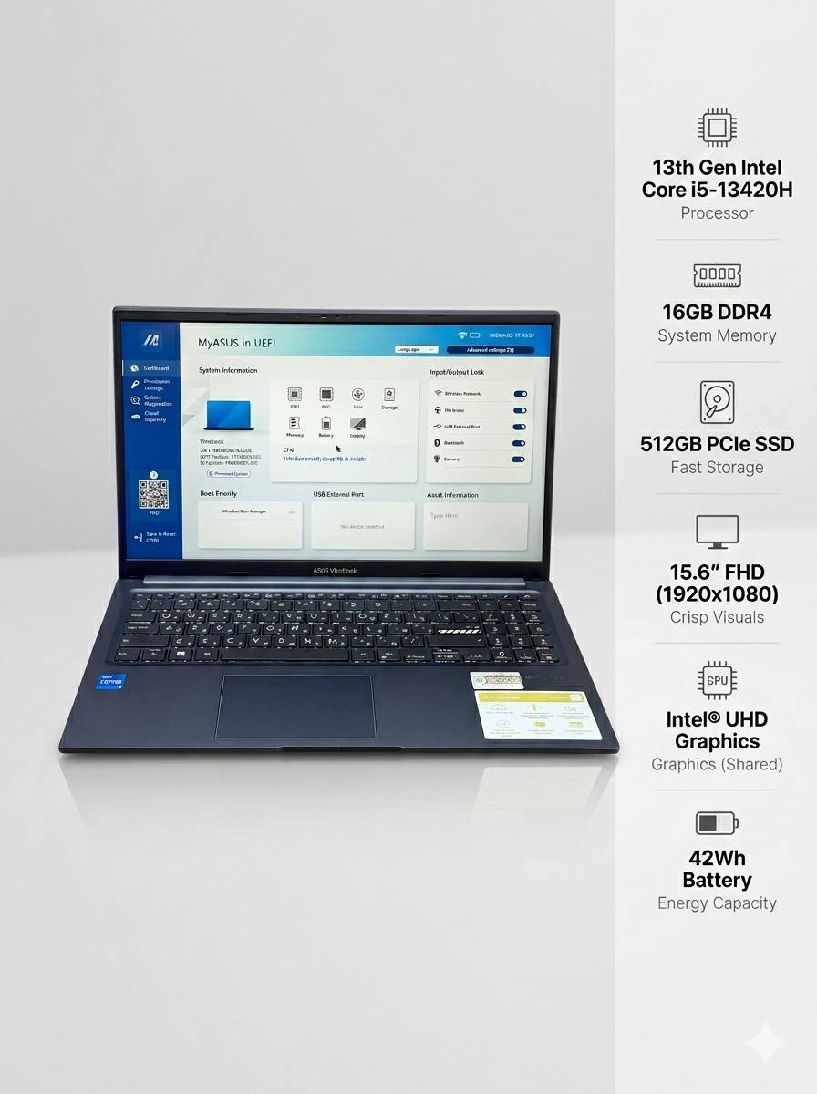 Ноутбук Asus VivoBook X1502VA-BQ443 i5 13420H/16Gb/SSD512Gb/15.6"