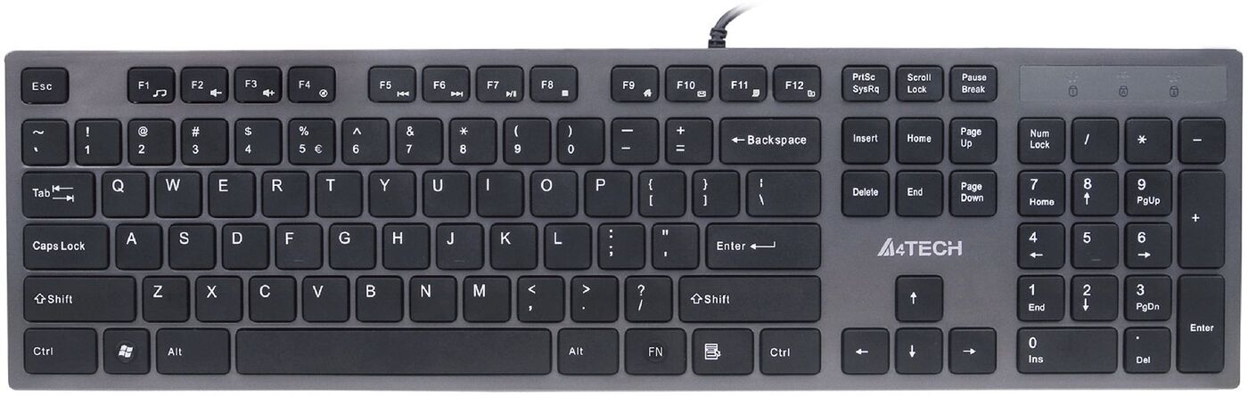Клавиатура A4Tech KV-300H серый/черный USB slim