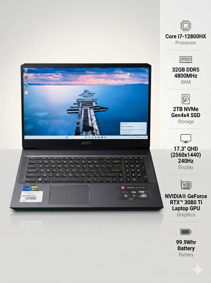 Ноутбук MSI Raider GE77HX 12UHS-232RU i7-12800HX/32Gb/RTX 3080Ti
