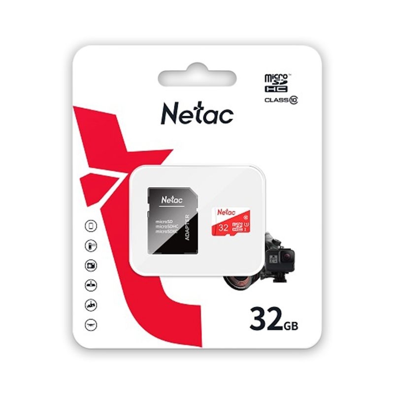 Флеш карта Netac P500 ECO 32Gb MicroSDHC C10 up to 80Mb/s, retail pack with SD Adapter