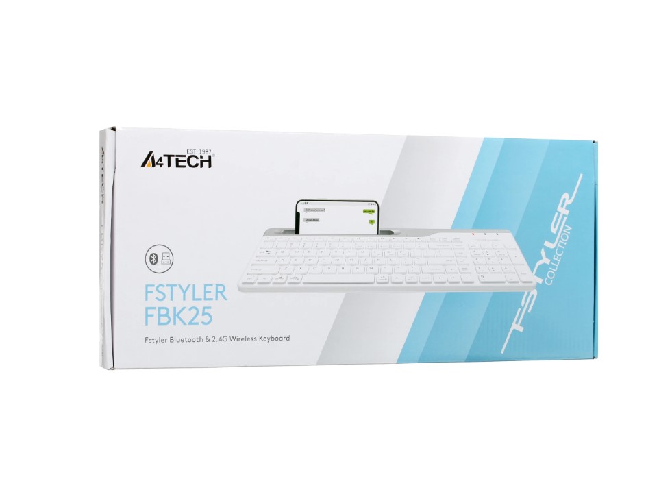 Клавиатура A4Tech Fstyler FBK25 белый/серый USB беспроводная BT/Radio slim Multimedia