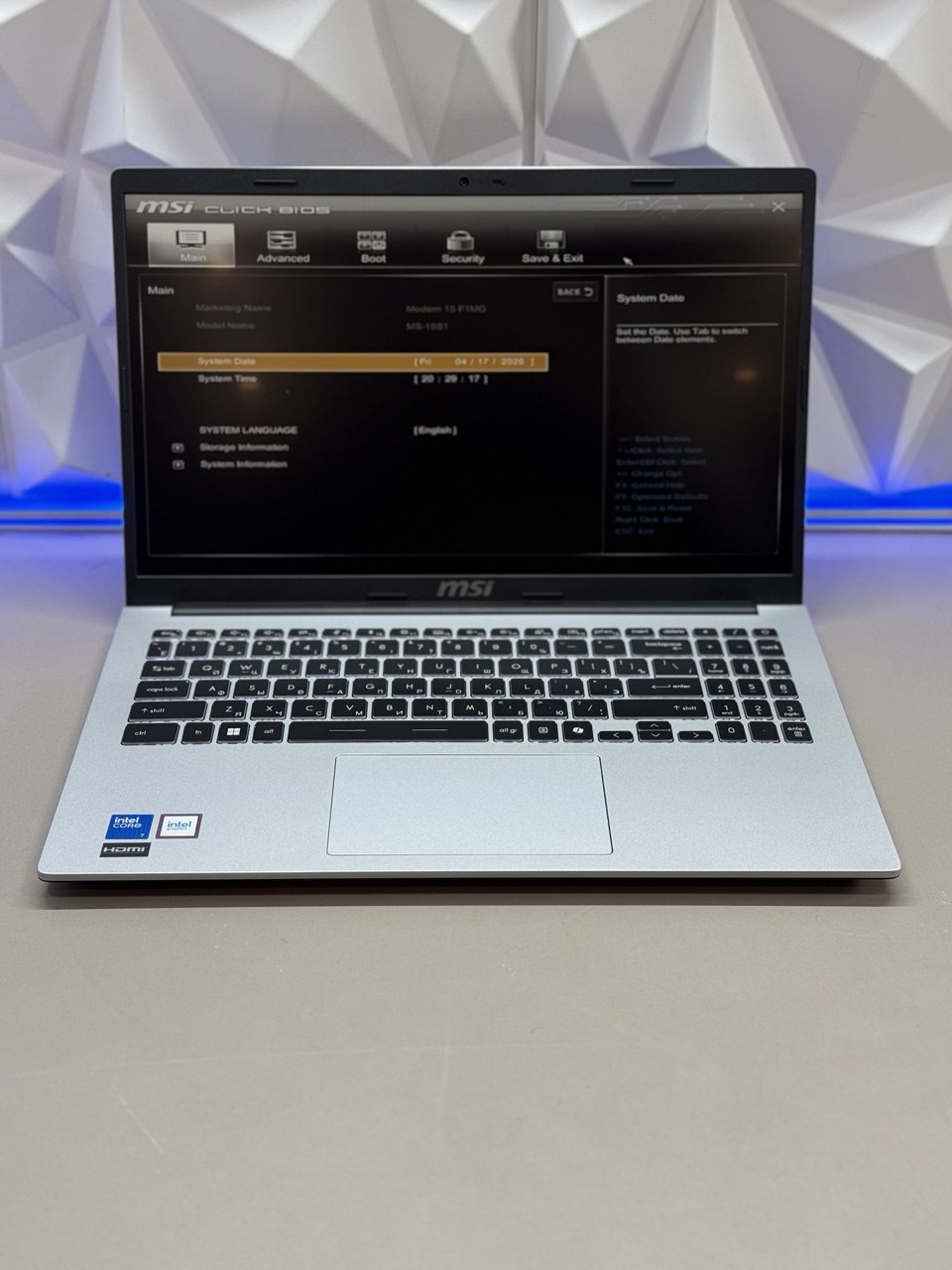 Ноутбук MSI Modern 15 F1MG-800XRU Core 7 150U/16Gb/SSD1Tb/15.6"