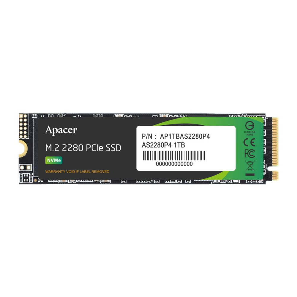 Накопитель SSD Apacer AS2280P4X, 256Gb, M.2 2280, PCIe 3.0 x4, NVMe, R/W 2100/1300 (Новый)