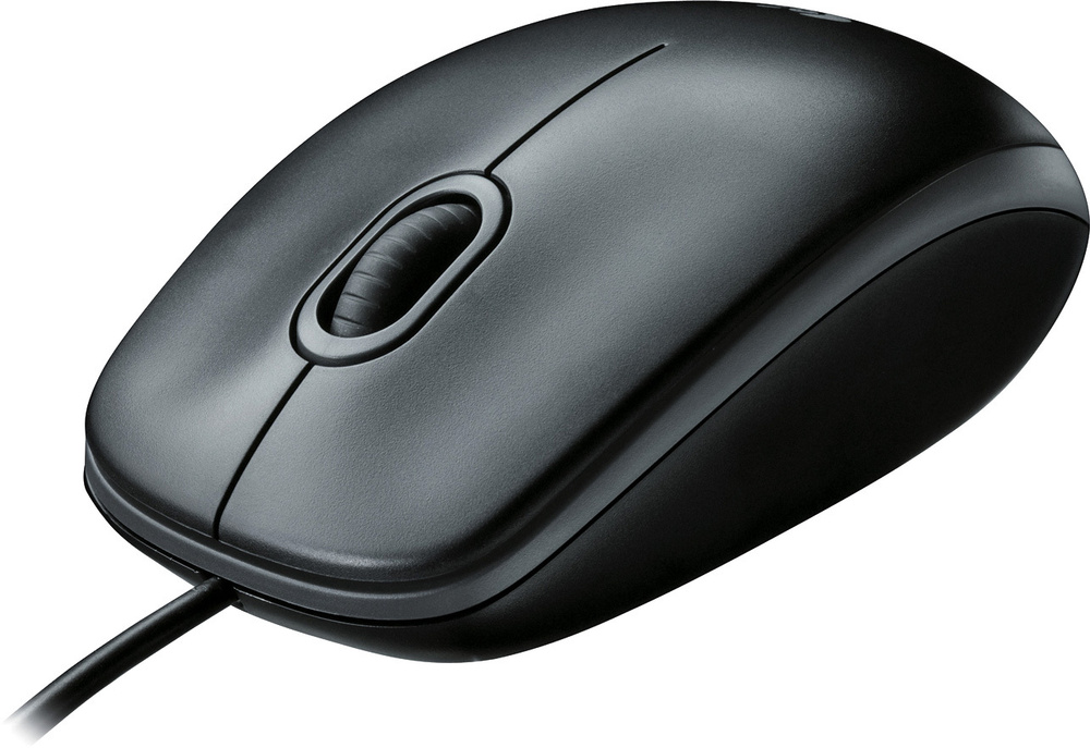 Мышь проводная Logitech B100 черный, 1000 dpi, USB, кнопки - 3