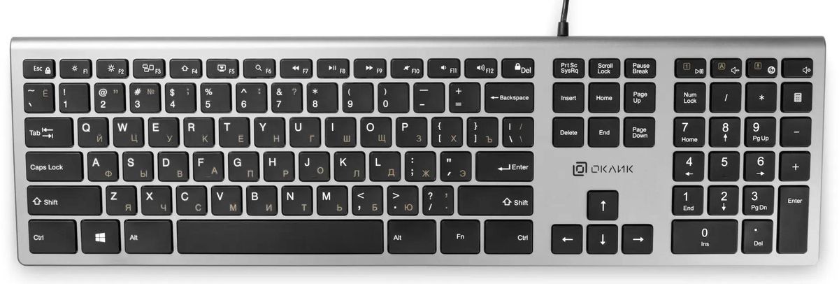 Клавиатура Оклик (1784239) 890S USB slim серый/черный