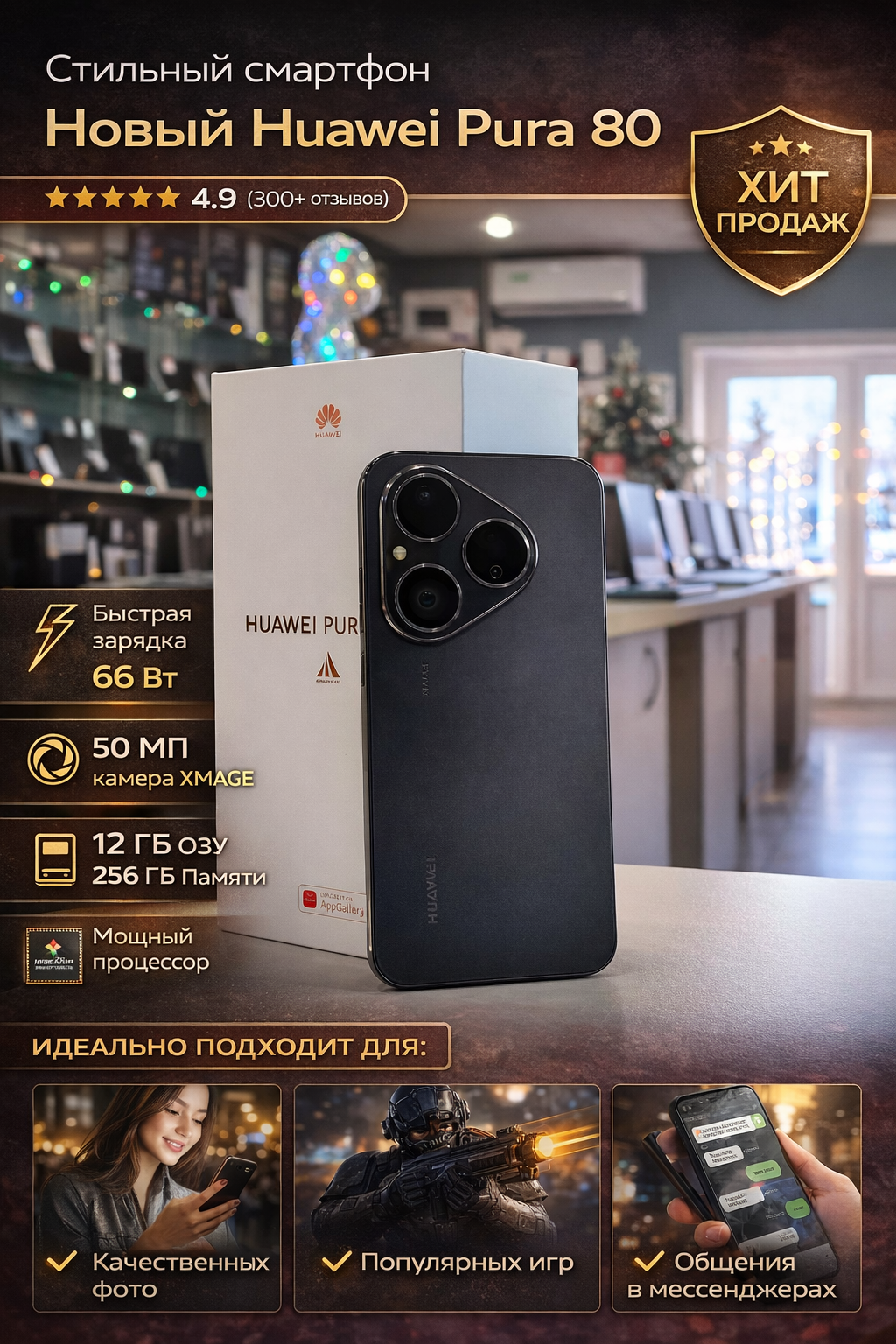 Huawei Pura 80 12/256Gb черный