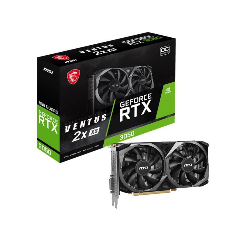 Видеокарта MSI RTX 3050 VENTUS 2X XS 8G OC GeForce RTX 3050 8Gb 128bit GDDR6 1807/14000 DVIx1 HDMIx1 DPx1 HDCP Ret