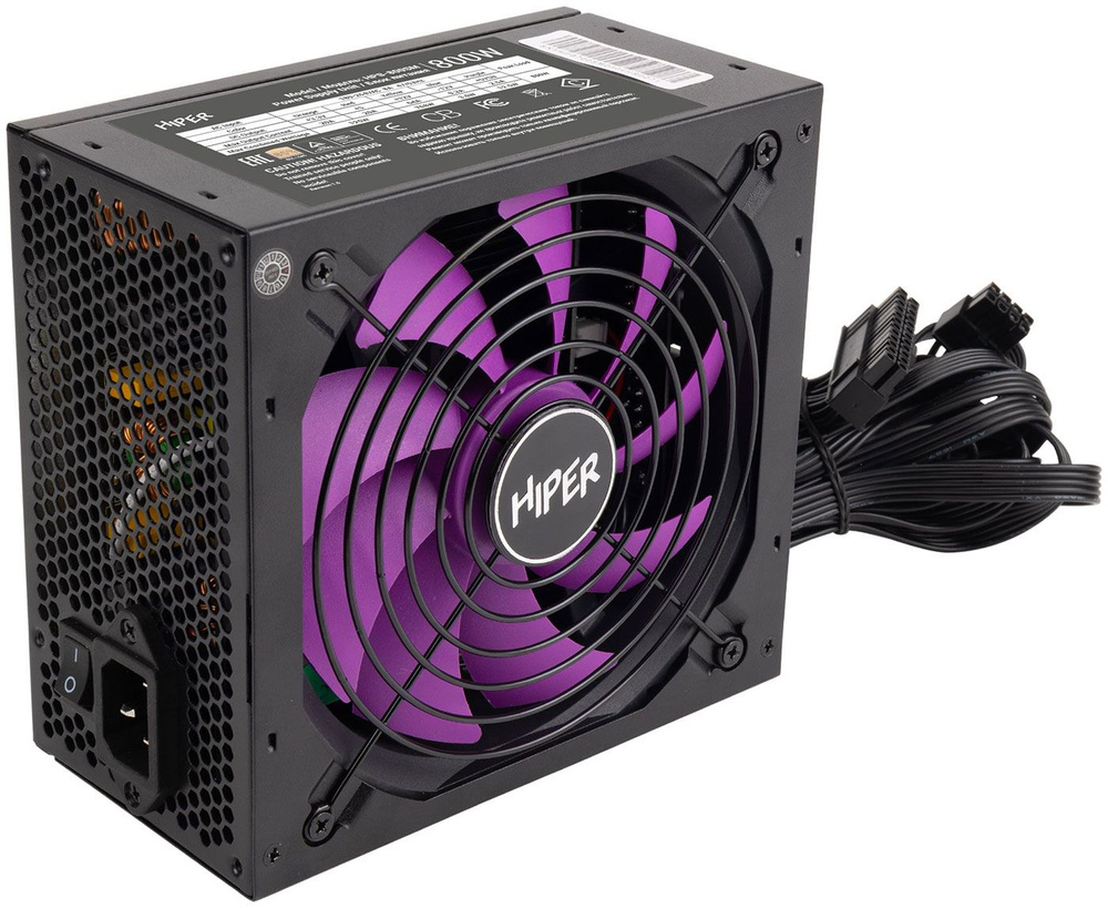 Блок питания Hiper ATX 800W HPB-800FMK2 80+ gold (20+4pin) APFC 120mm fan 6xSATA Cab Manag RTL