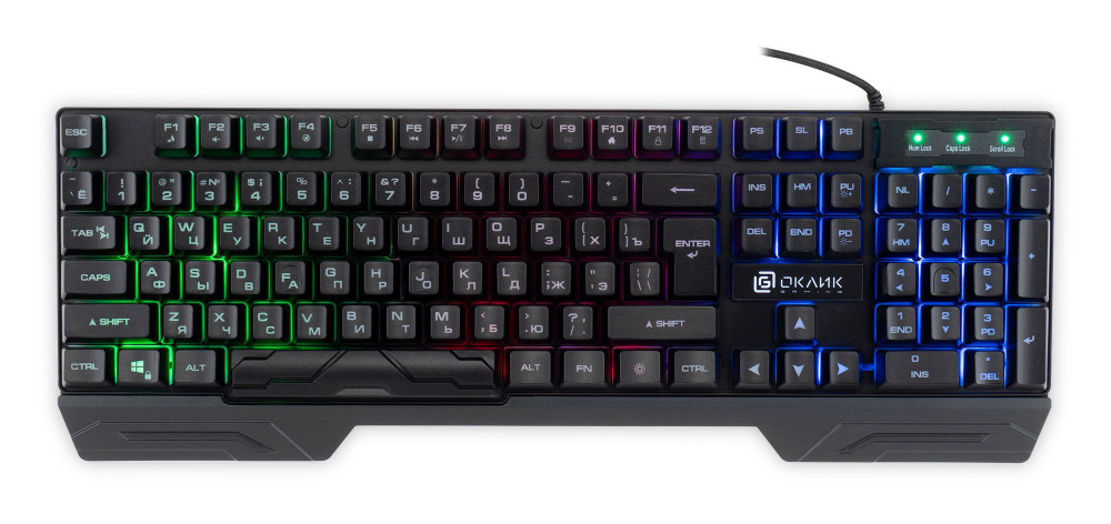 Клавиатура Оклик 709G черный USB for gamer LED