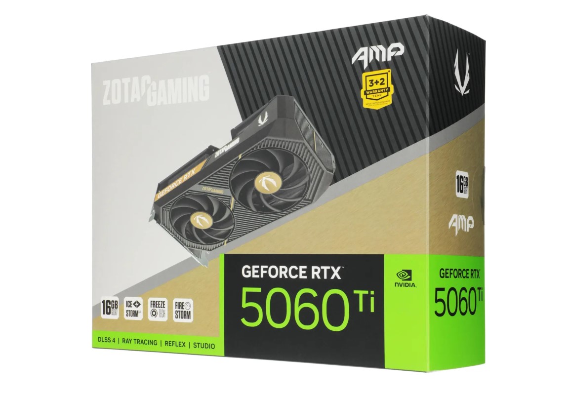 Видеокарта Zotac Gaming Geforce RTX 5060Ti 16Gb Twin Edge (Новая)