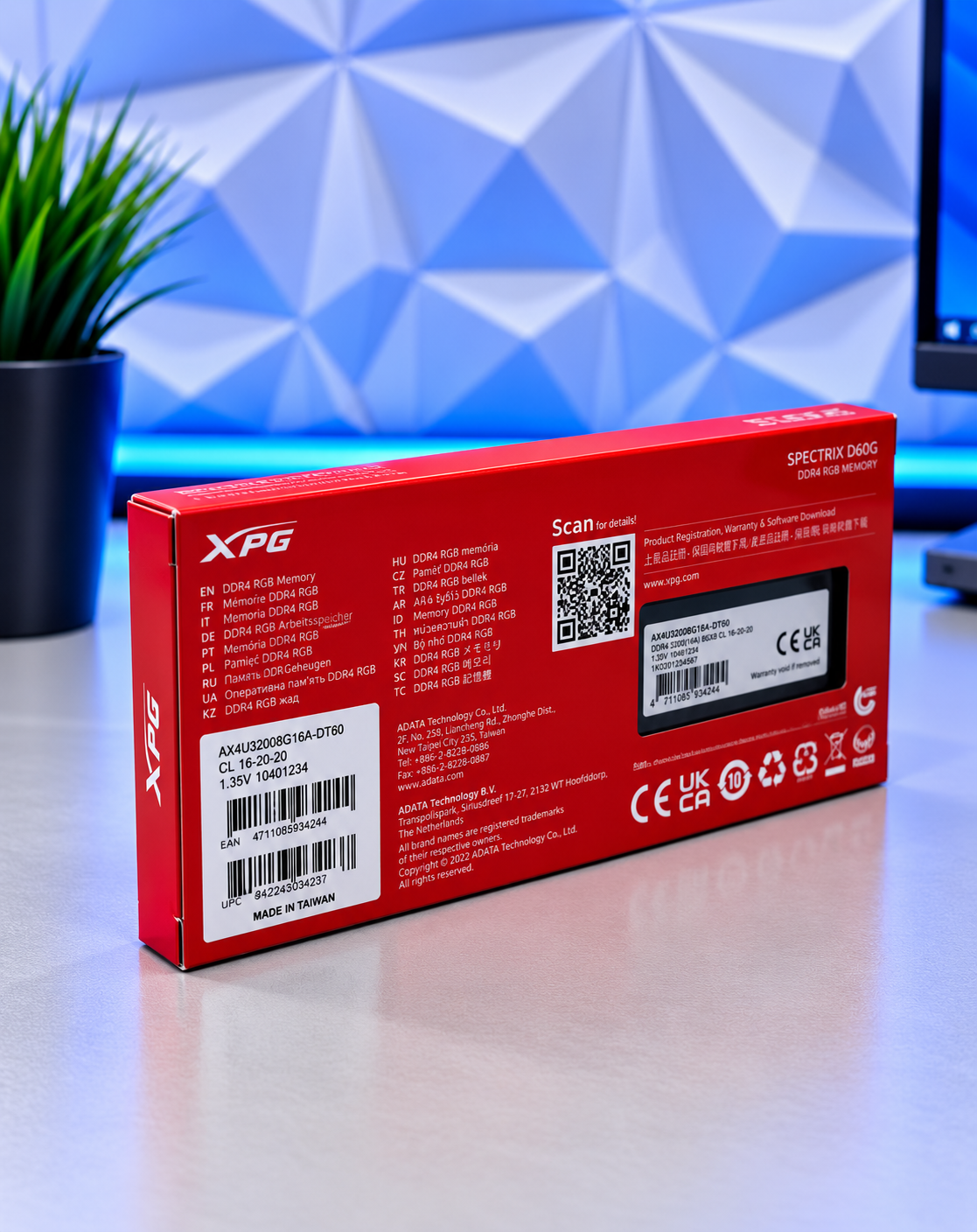 Оперативная память DDR4 Adata Spectrix D60G 8Gb DDR PC4-3300 4133Mhz (Новый)