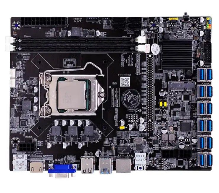 Материнская плата для майнинга B75 с процессором под 12 карт