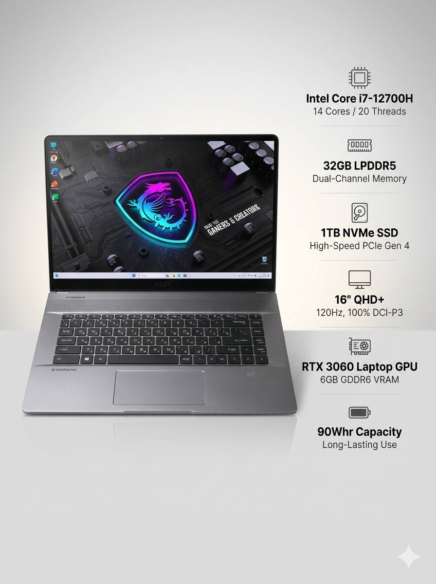 Ноутбук MSI Creator Z16 A12UET-064RU i7-12700H/16Gb/RTX 3060