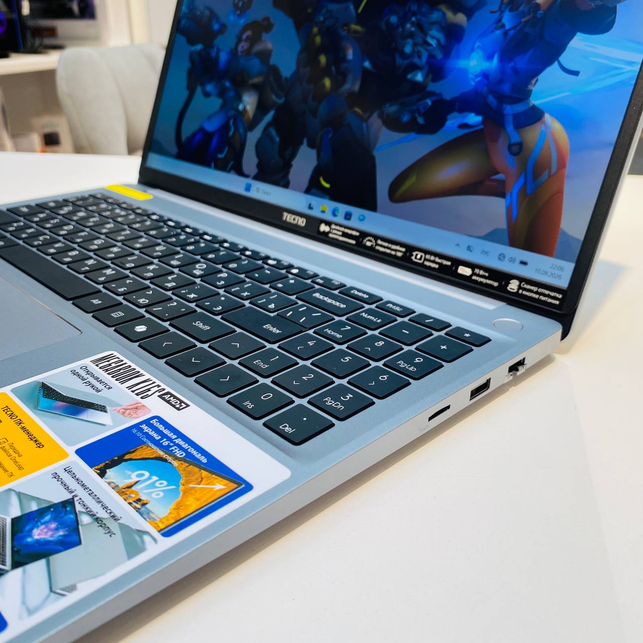 Ноутбук TECNO MegaBook K16SDA 16" R5 5625U/8Gb DDR4/512Gb SSD/Radeon Graphics/Windows 11 Home/серебристый