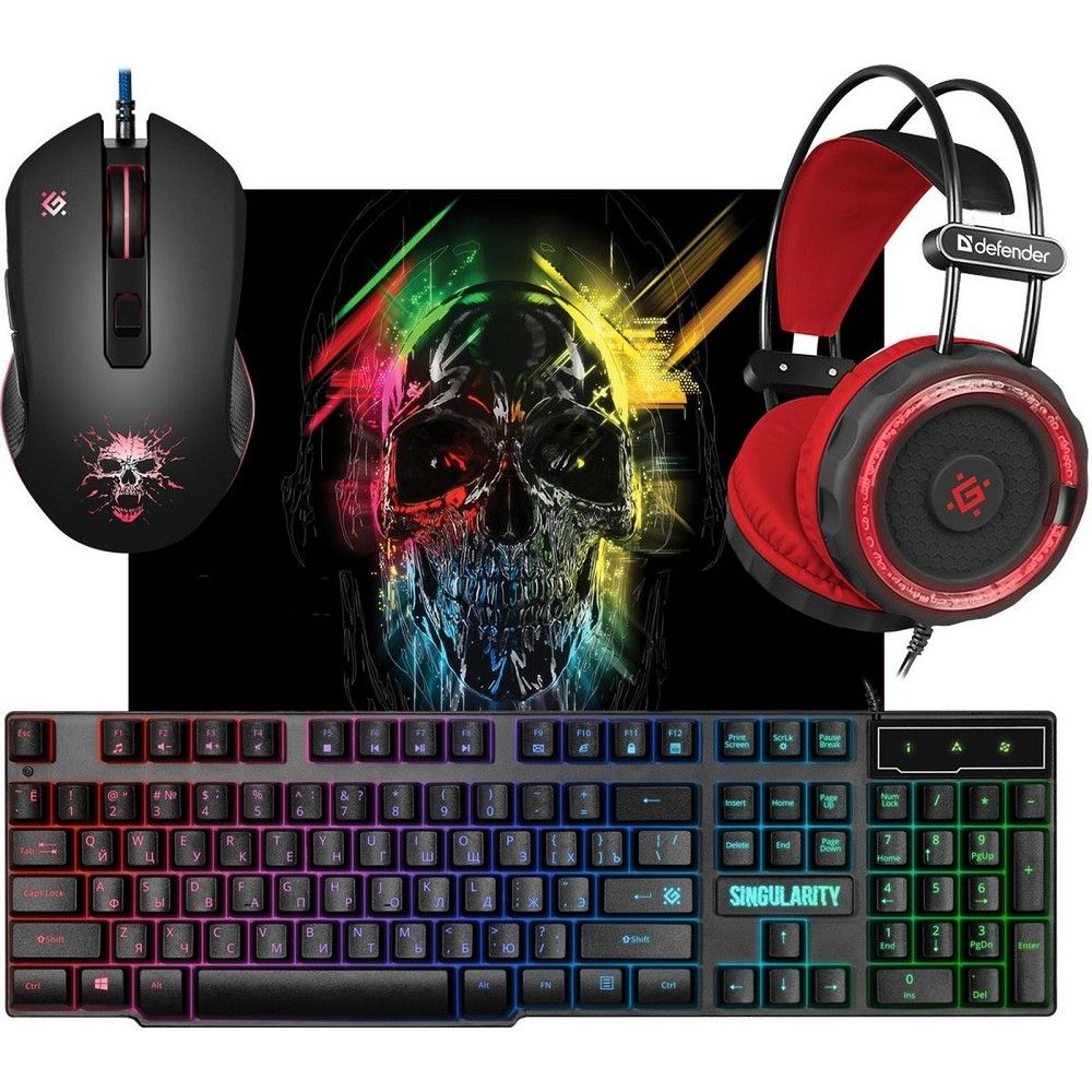 Комплект клавиатура+мышь Defender Singularity MKP-118 проводной, USB, 3200 DPI, чёрный