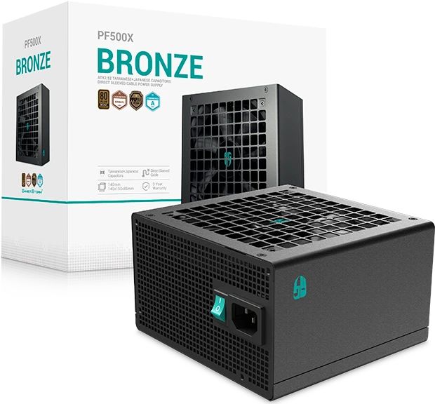 Блок питания Deepcool/GamerStorm PF500X 500W (ATX, 80 PLUS Bronze, APFC, 20+4P, 2xPCIe 6+2P, 2хMolex, 6xSATA, 12cm fan) (Новый)
