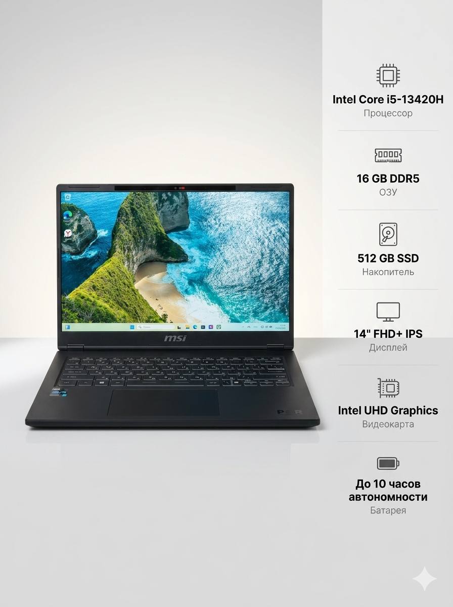 Ноутбук MSI Modern 14 H D13MG-088XRU i5-13420H/16Gb/512Gb SSD