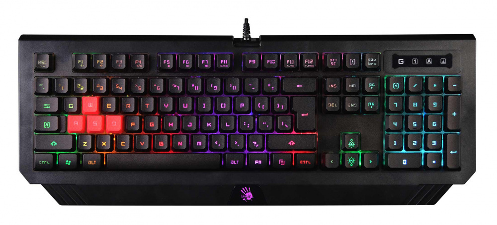Клавиатура A4Tech B120N черный USB Multimedia for gamer LED каб.:1.8м
