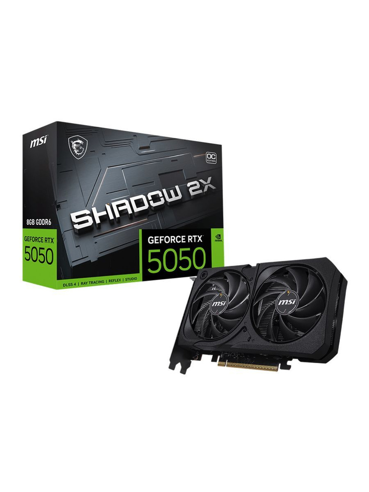 Видеокарта MSI GeForce RTX 5050 8G SHADOW 2X OC, NVIDIA RTX 5050, 8 ГБ GDDR6, 128 бит, PCI-e 5.0, 1xHDMI, 3xDP, 2617 МГц