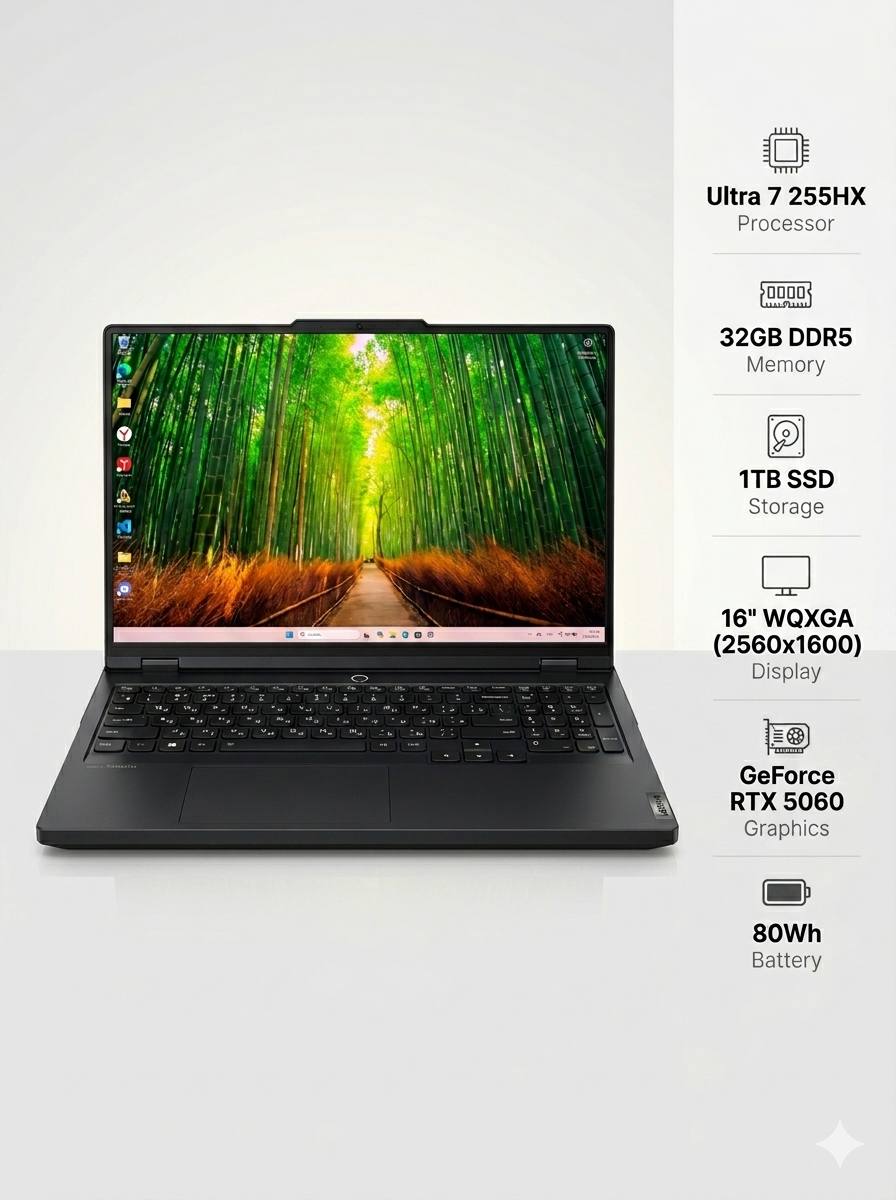 Ноутбук Lenovo Legion Pro 5 16IAX10 Ul7 255HX/32Gb/SSD1Tb/RTX 5060 8Gb/16"/OLED/WQXGA/noOS/black