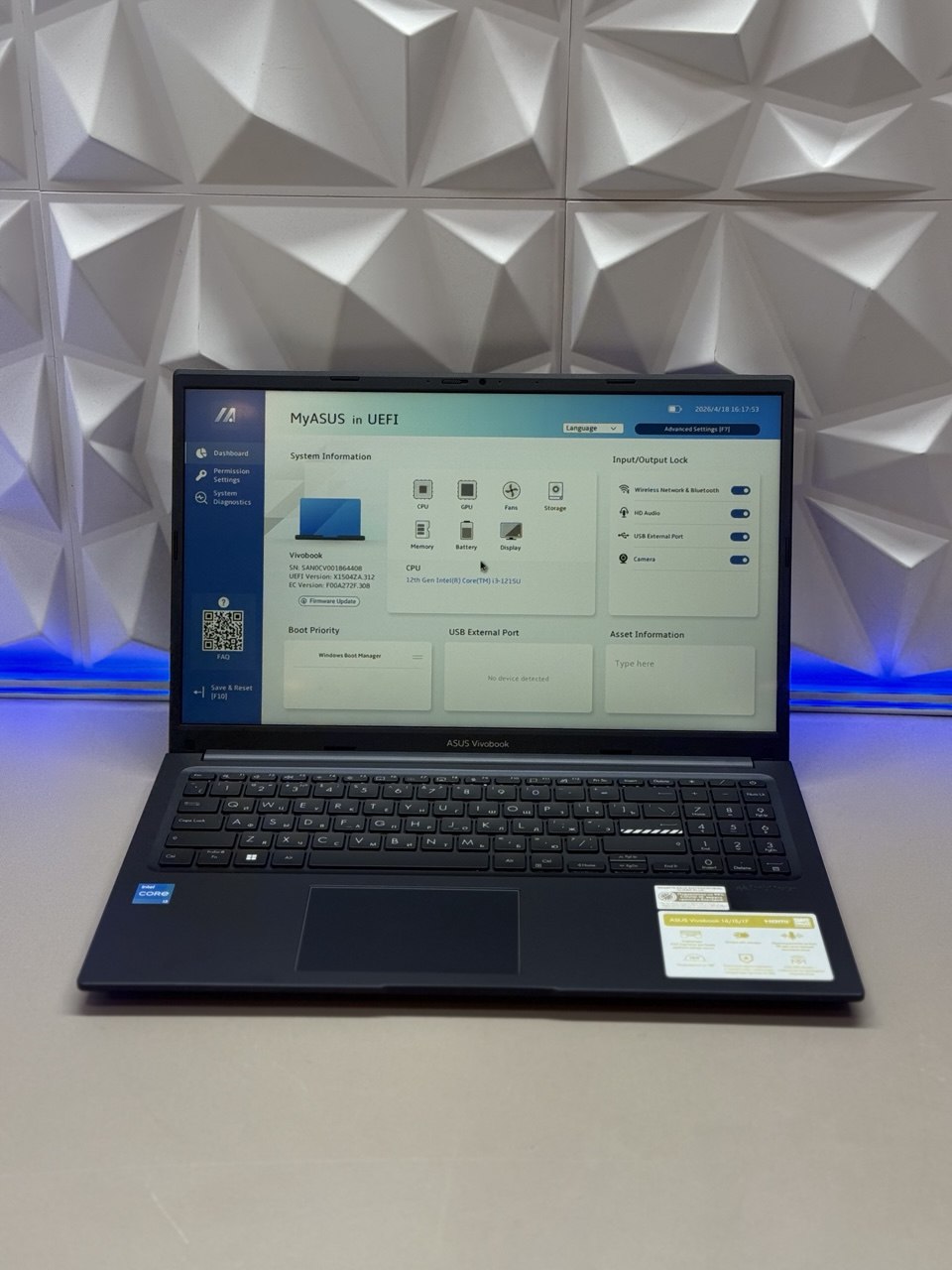 Ноутбук Asus VivoBook X1504ZA-BQ1143 i3 1215U/8Gb/SSD512Gb/15.6"/IPS/FHD/noOS/blue