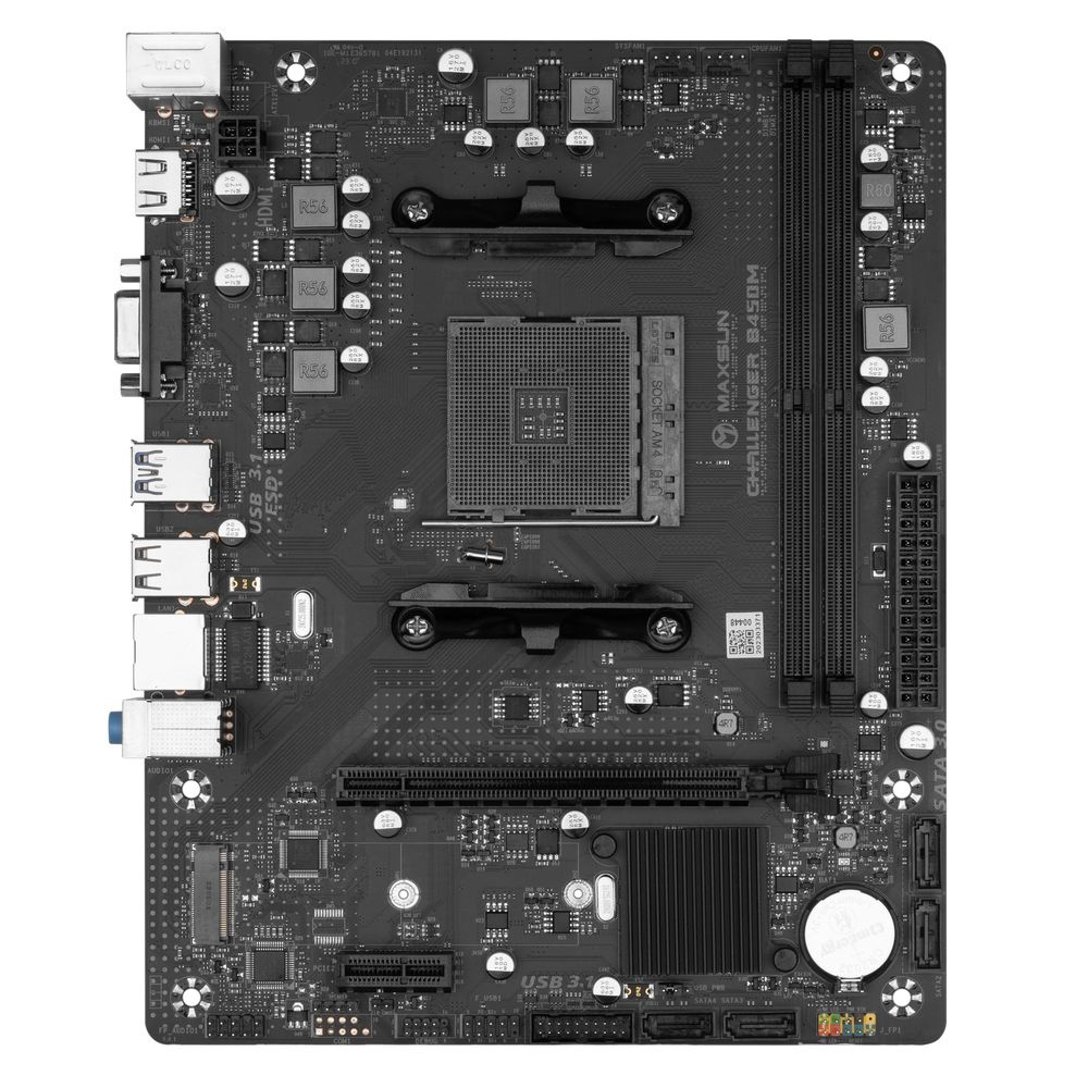 Материнская плата Maxsun Challenger B450M, AM4, AMD B450, 2xDDR4, 4xSATA, 1xM.2, 1xPCIe 3.0 x16, 1xPCIe 3.0 x1, 1xHDMI, 1xVGA, 1x 1Gb LAN, 2xUSB-A 3.2 Gen 1, 2xUSB-A 2.0, 3x3.5 мм, 5.1, M-ATX