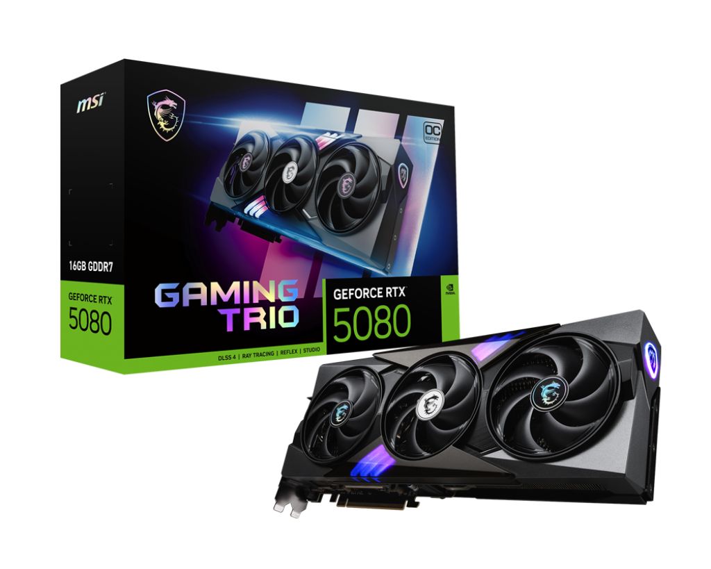 Видеокарта MSI GeForce RTX 5080 GAMING TRIO OC [RTX 5080 16G GAMING TRIO OC]