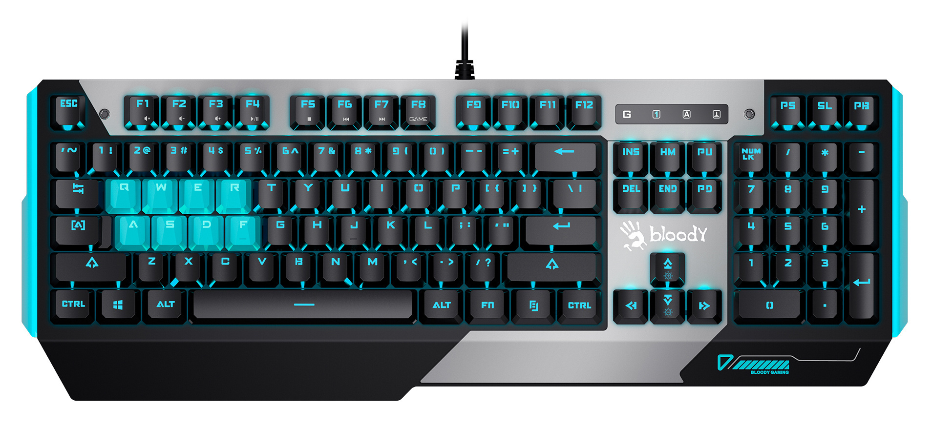 Клавиатура A4Tech (B865 ICE BLUE) B865 USB серый/черный