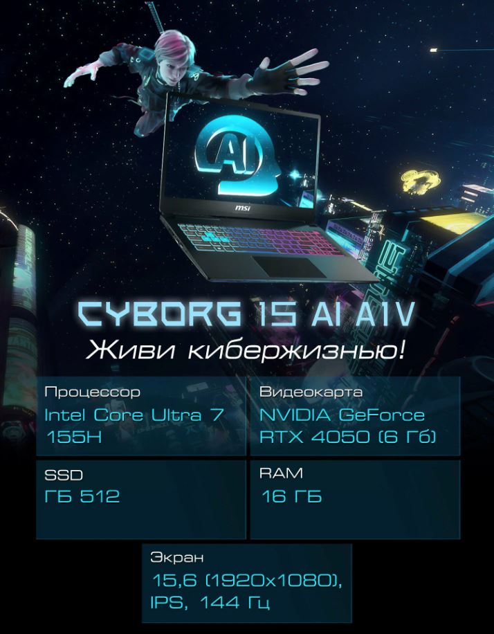 Ноутбук MSI Cyborg 15 AI A1VEK-244XRU (Новый)