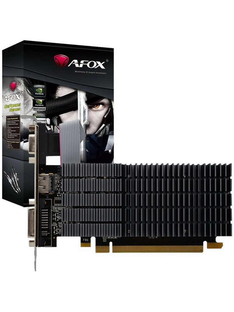 Видеокарта AFOX AF210-1024D2LG2 GEFORCE G210 1Gb DDR2 64BIT DVI HDMI VGA LP HEATSINK RETAIL PACK (Новая)