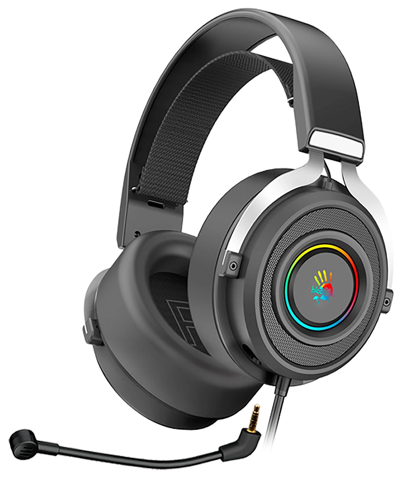 Наушники с микрофоном A4Tech Bloody G535P черный/серебр. 2м мониторные (G535P 4PIN+USB/BLACK+SILVER)