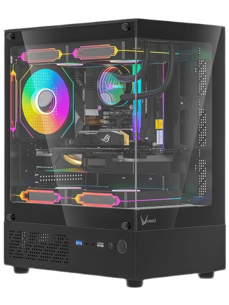 Компьютерный корпус AeroCool/Formula Crystal Z1CM черный без БП mATX 5x120мм 1xUSB3.0 audio bott PSU
