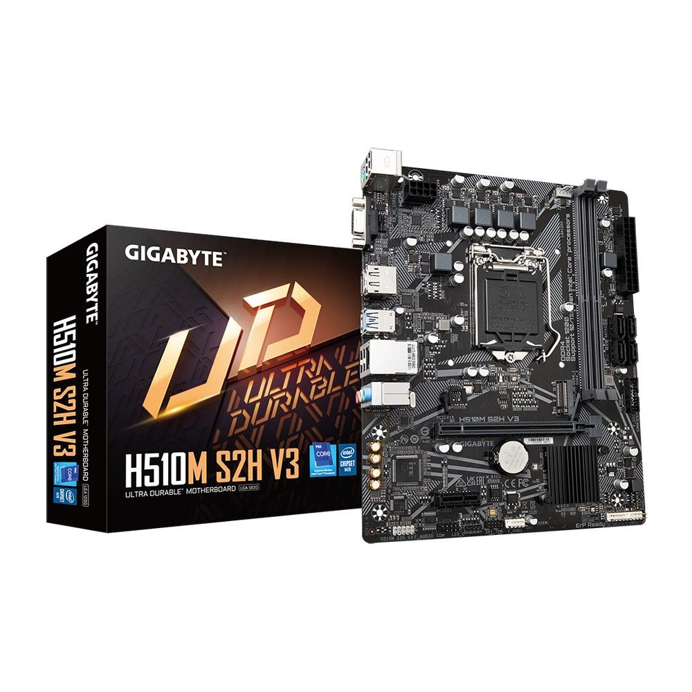 Материнская плата Gigabyte H510M S2H V3 Soc-1200 Intel H470 2xDDR4 mATX AC`97 8ch(7.1) GbLAN+VGA+HDM