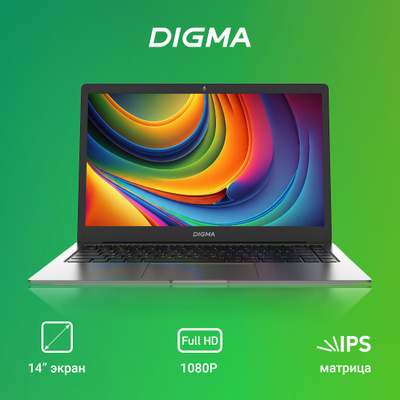 Ноутбук Digma EVE 14 C411 Cel N3350/4Gb/SSD128Gb/500/14.1"/IPS/FHD/W10HSL64/dk.grey/5000mAh