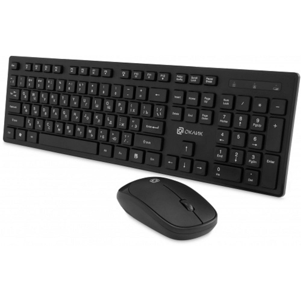 Клавиатура + мышь Оклик S255W клав:черный мышь:черный USB беспроводная Multimedia