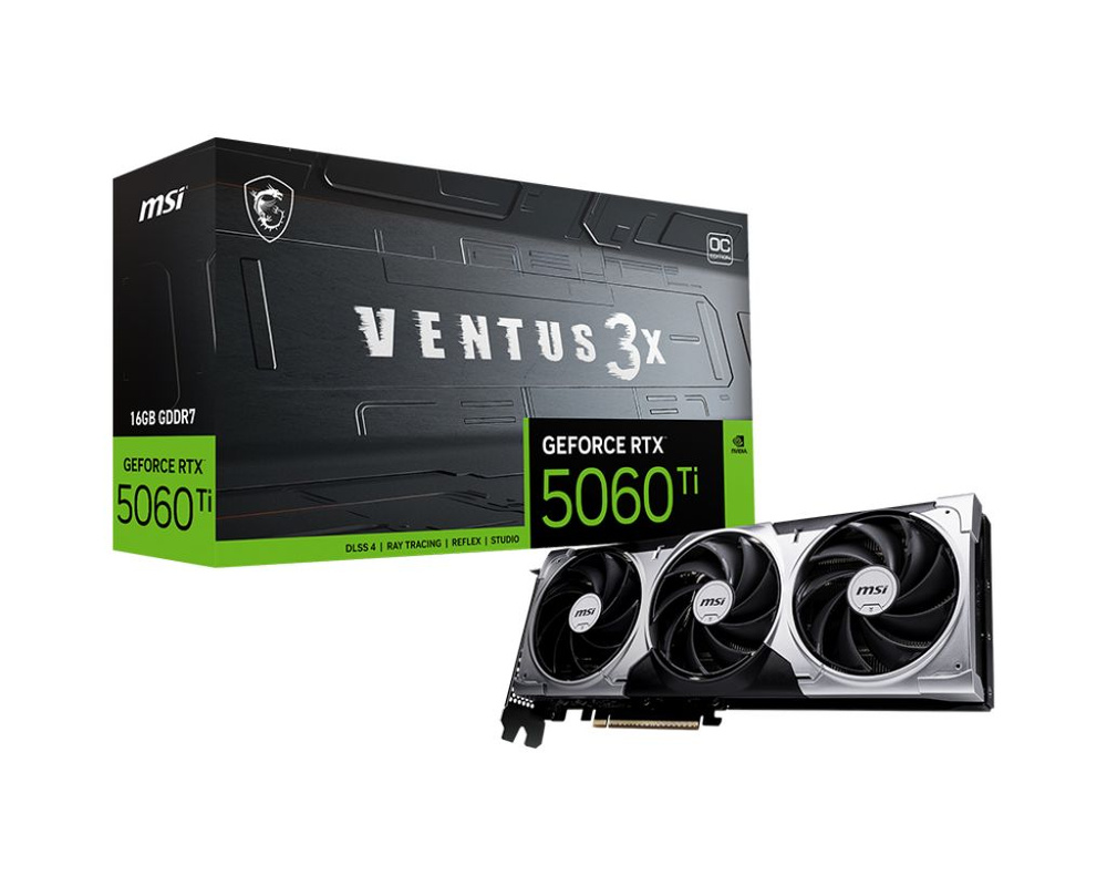 Видеокарта MSI GeForce RTX 5060 Ti VENTUS 3X OC [RTX 5060 Ti 16G VENTUS 3X OC]