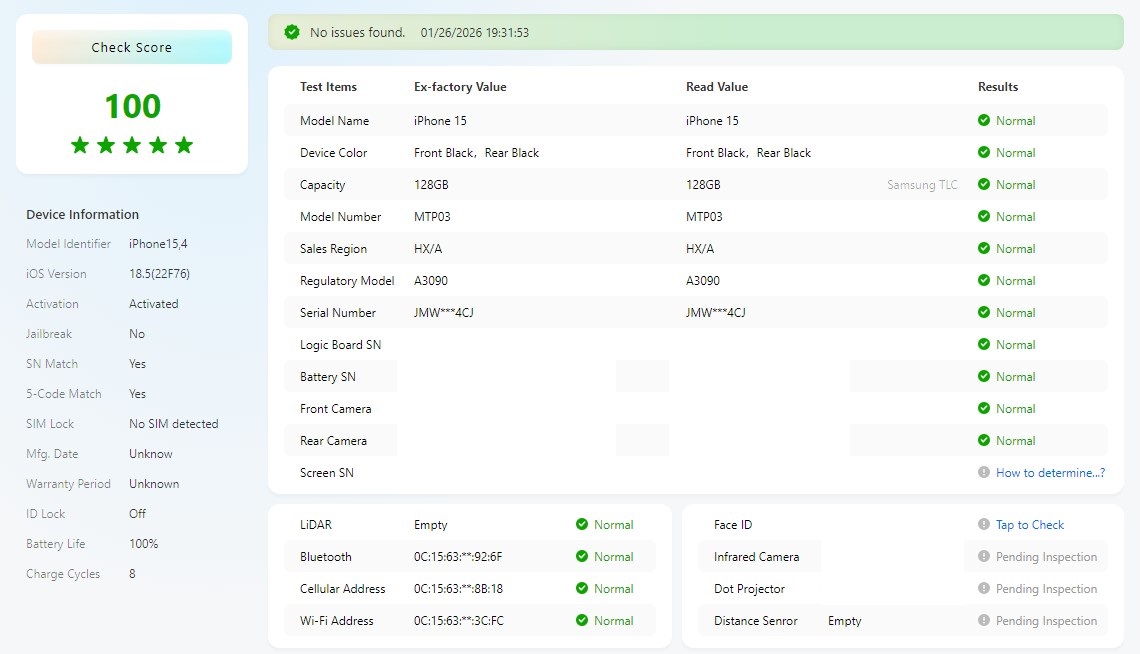 Apple iPhone 15 128Gb Black 100%