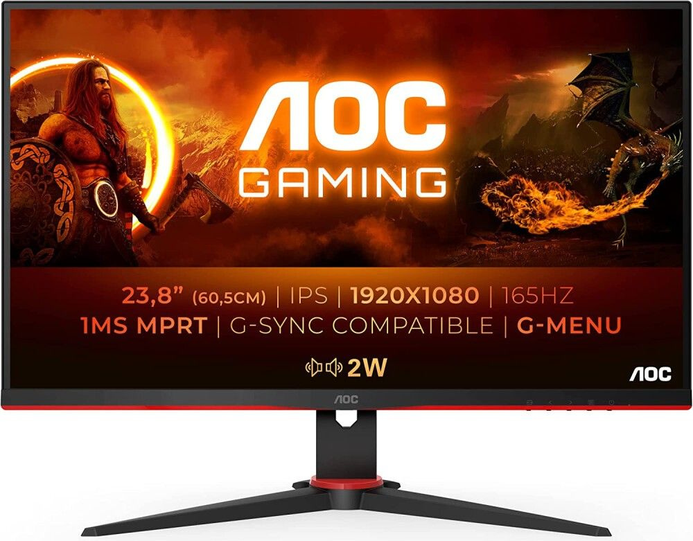 Монитор AOC 23.8" 24G2SPU IPS FHD чер/кр HDMI DP VGA USB M/M HAS Piv 165Hz 300cd In