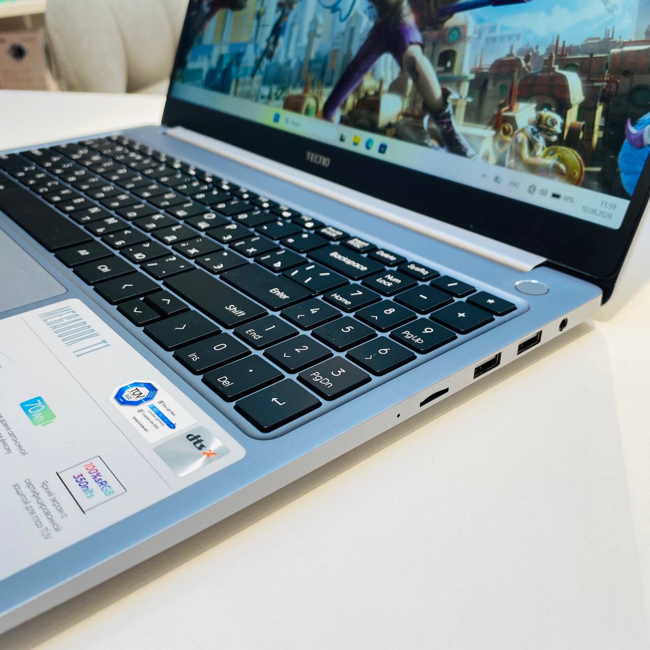 Ноутбук TECNO MegaBook T1 15.6" i3 1005G1/12Gb DDR4/256Gb SSD/Intel UHD Graphics/Windows 11 Home/серебристый