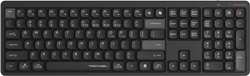 Клавиатура A4Tech FBX55C USB беспроводная BT/Radio slim белый