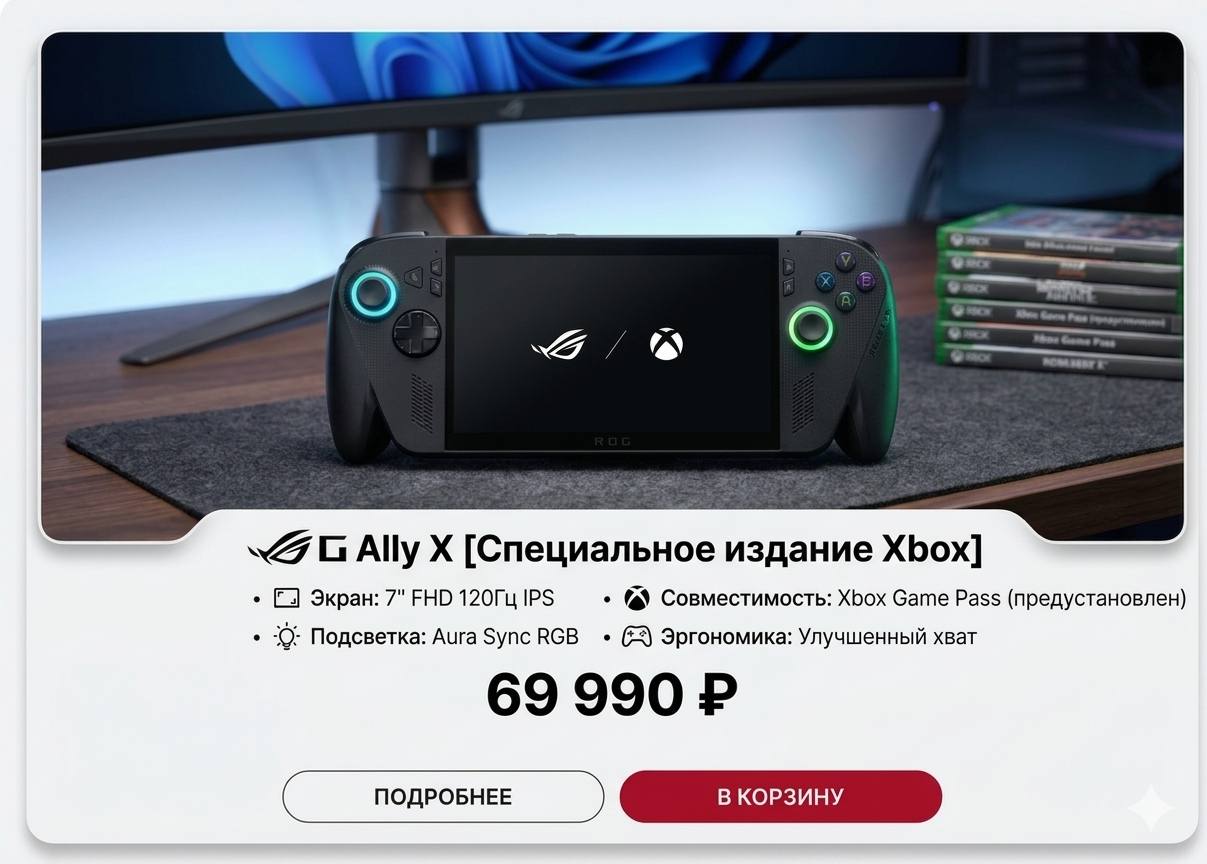 Игровая приставка Asus ROG Xbox Ally X (2025) RC73XA /FHD 120Hz/AMD Ryzen AI Z2 Extreme /SSD1TB/Win11