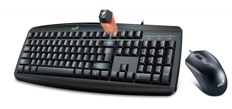 Комплект клавиатура + мышь Genius KM-200 wired kombo, Optical mice, 3 buttons, 1000 DPI, Compatible with Windows® 7, 8, 8.1, 10, Mac. OS X 10.8 or later, Cable length 1.5m