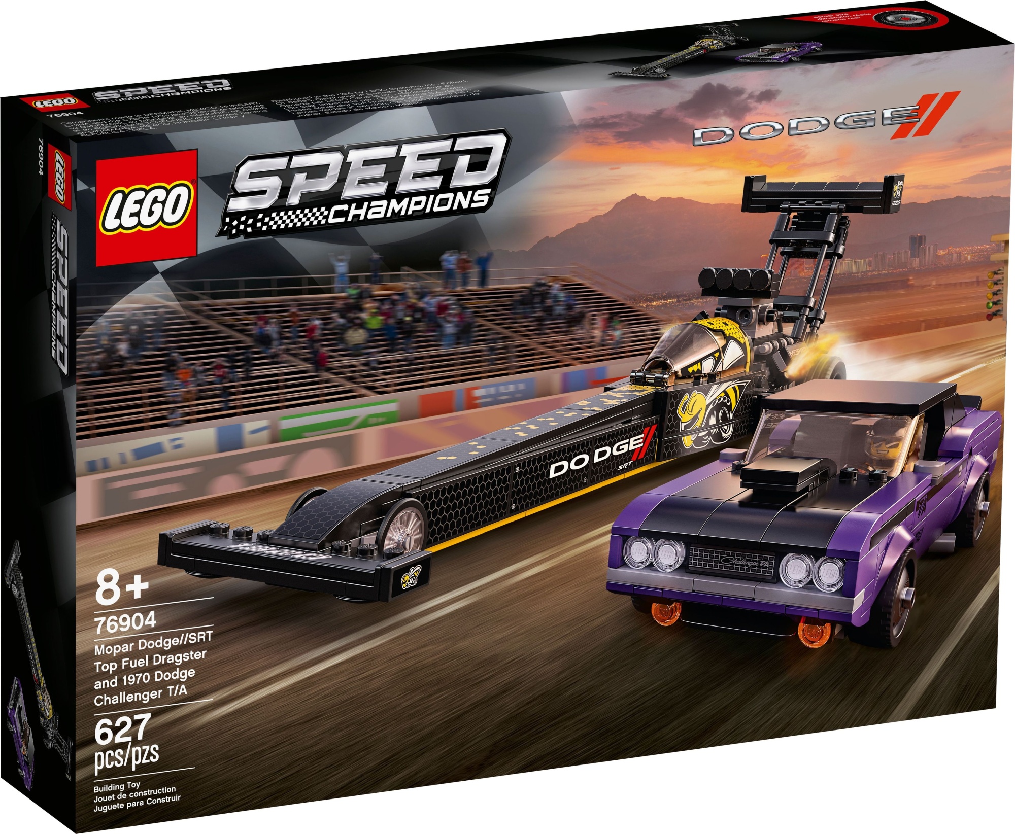 Конструктор Lego Speed Champions Mopar Dodge-SRT Top Fuel Dragster and Dodge Challenger, 76904, 1шт.