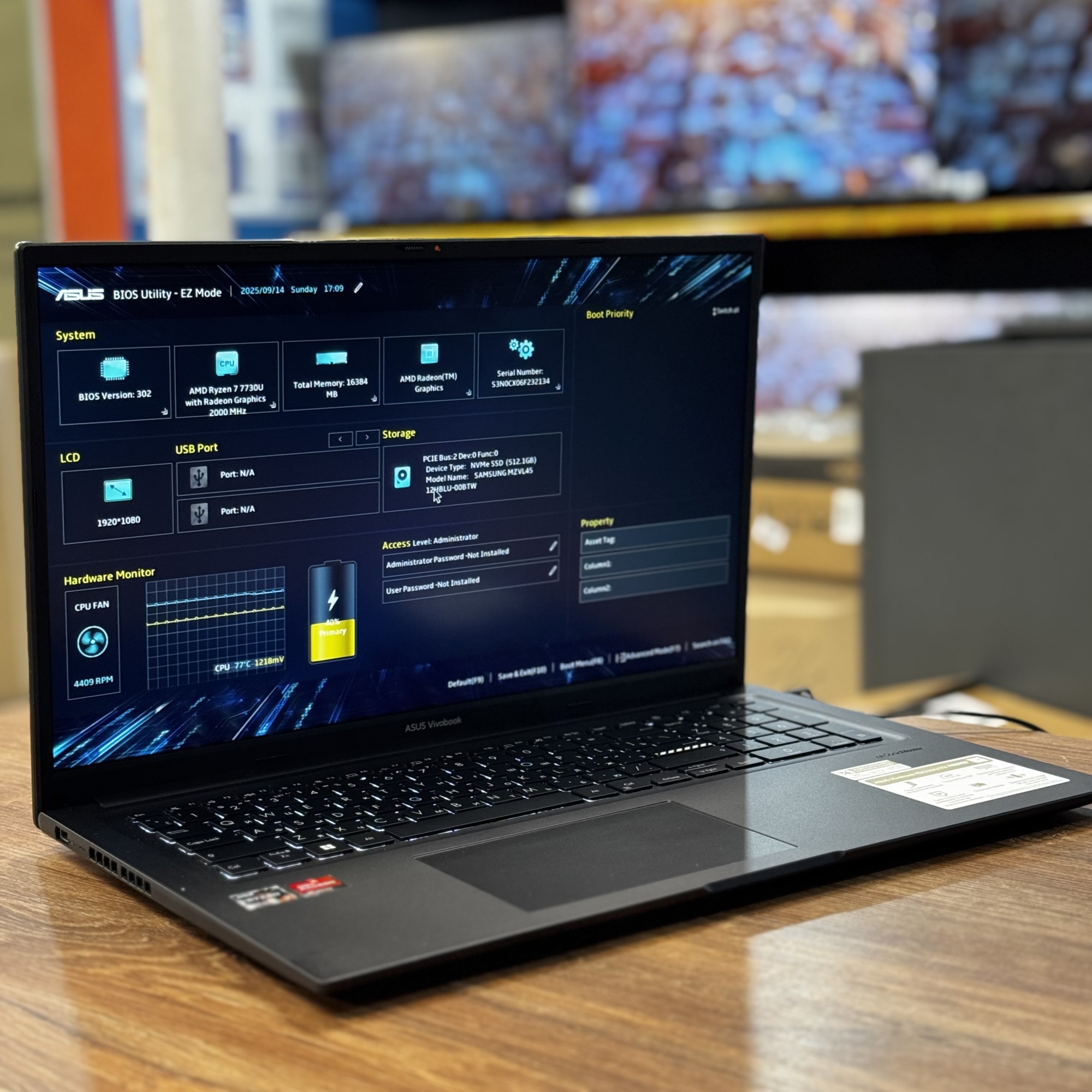 Ноутбук Asus VivoBook M3704YA-AU052 Ryzen 7 7730U/16Gb/SSD512Gb/17.3"