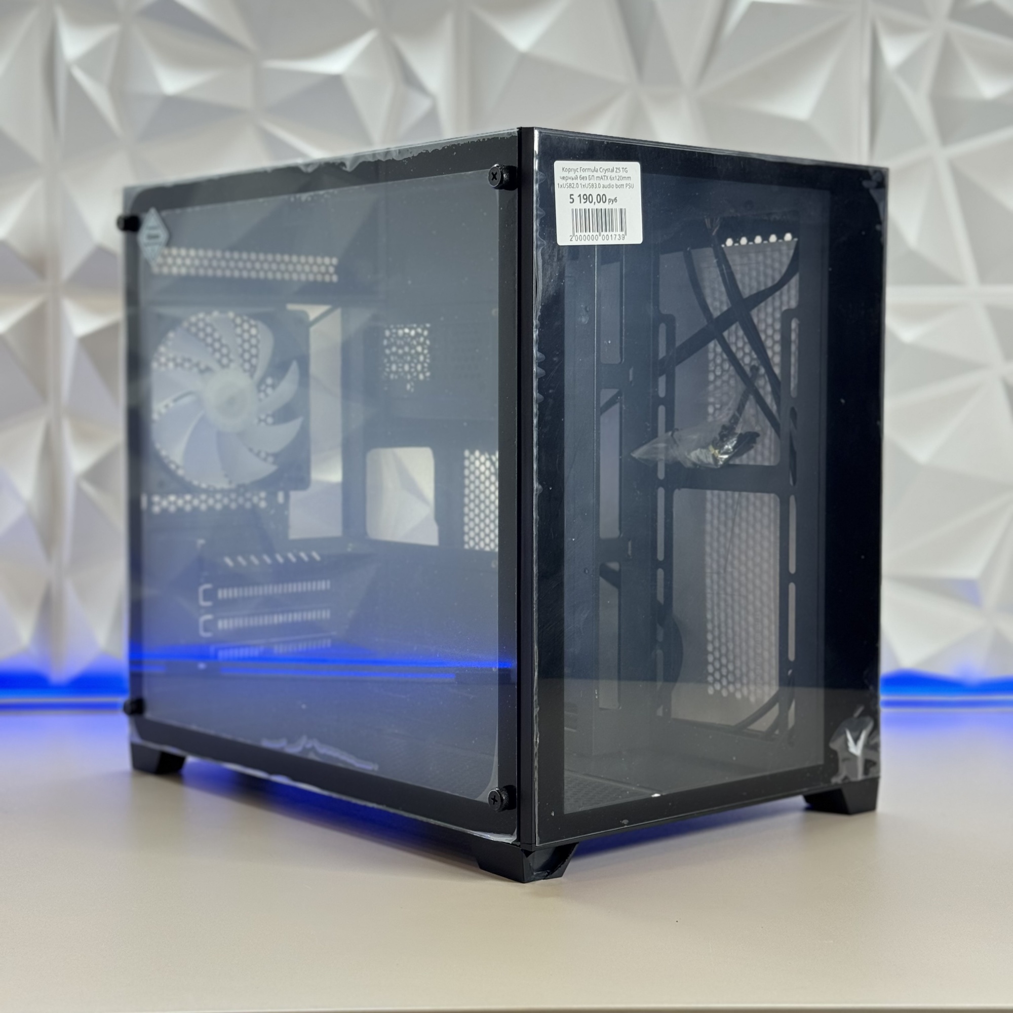 Корпус Formula Crystal Z5 TG черный без БП mATX 6x120mm 1xUSB2.0 1xUSB3.0 audio bott PSU