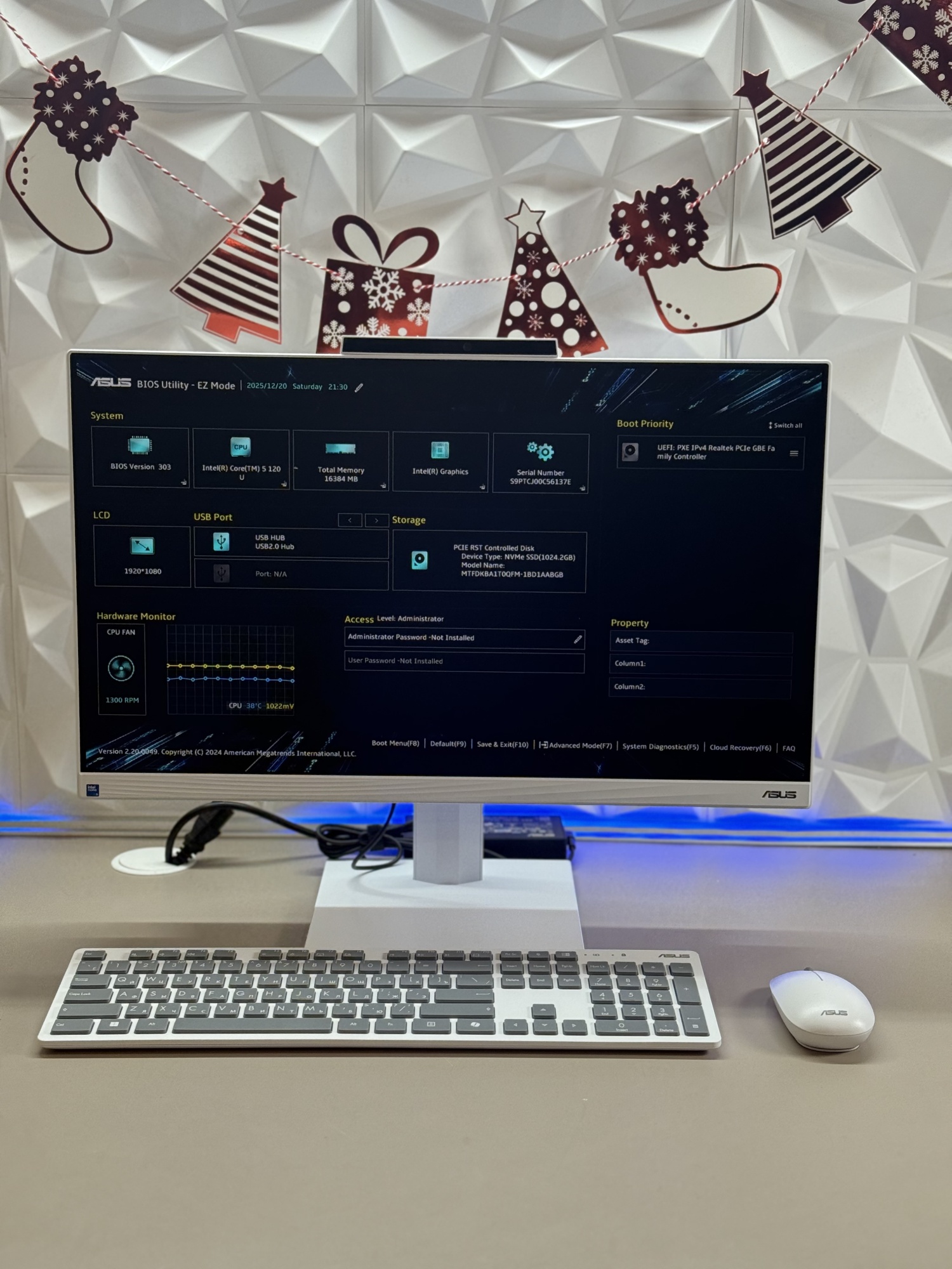 Моноблок Asus A5402WVAR-WPC0070 23.8" Full HD Core 5 120U/16Gb/SSD1Tb Graphics/CR/noOS/kb/m/белый